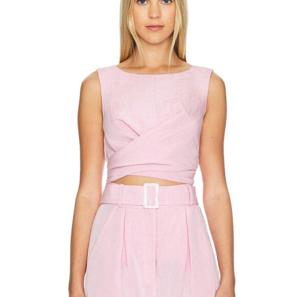 NWT - Matthew Bruch Pink Linen Wrap Top - 4 - NWT - Picture 6 of 9